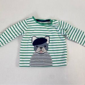 Baby Boden French bulldog appliqué shirt 6-12 months